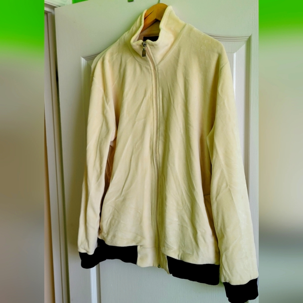 French Connection Vintage Full Zip Jacket Sweatshirt Velour